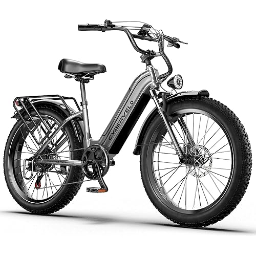 Cybervelo 1000 Peak Electric Bike for Adults,up 80 Miles Removable Battery Ebike, 26" Electric E Bike with 7-Speed,Adult Electric Bicycles for Commute Beach Snow Womens/Man All Terrain