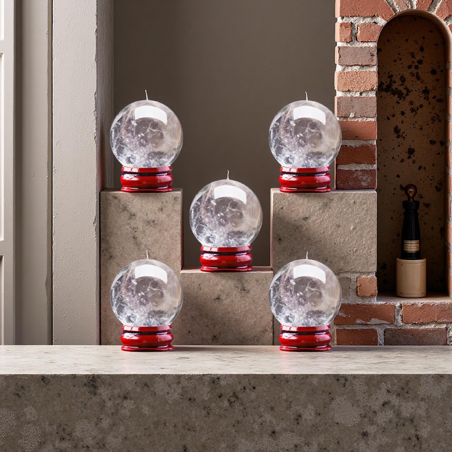 Natural Clear Quartz Crystal Sphere with Stand,5PC Real Crystals Ball, Clear Quartz Small Ball Decor (Clear Quartz Ball) - Image 4