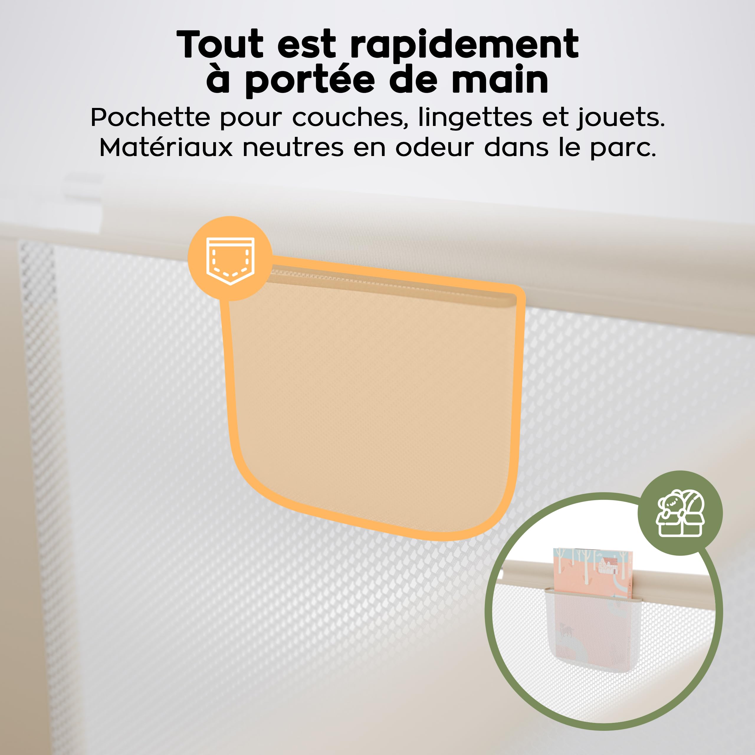 Tulano Cozy 22, parc bebe avec fond, structure métallique stable, Beige | parc enfant pour usage intérieur et extérieur, parois en maille, entrée zippée, Sac de Transport, 180x120-6 à 36 mois