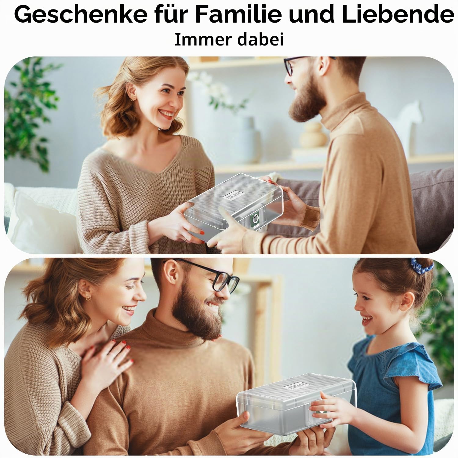 AICase Safe mit biometrischer Fingerabdruckerkennung für Reisen und Zuhause, Tragbare Sicherheitsbox mit Fingerabdruck und Morsecode, Geldkassette, Sicherheitssafe, Tresorfach, Klar