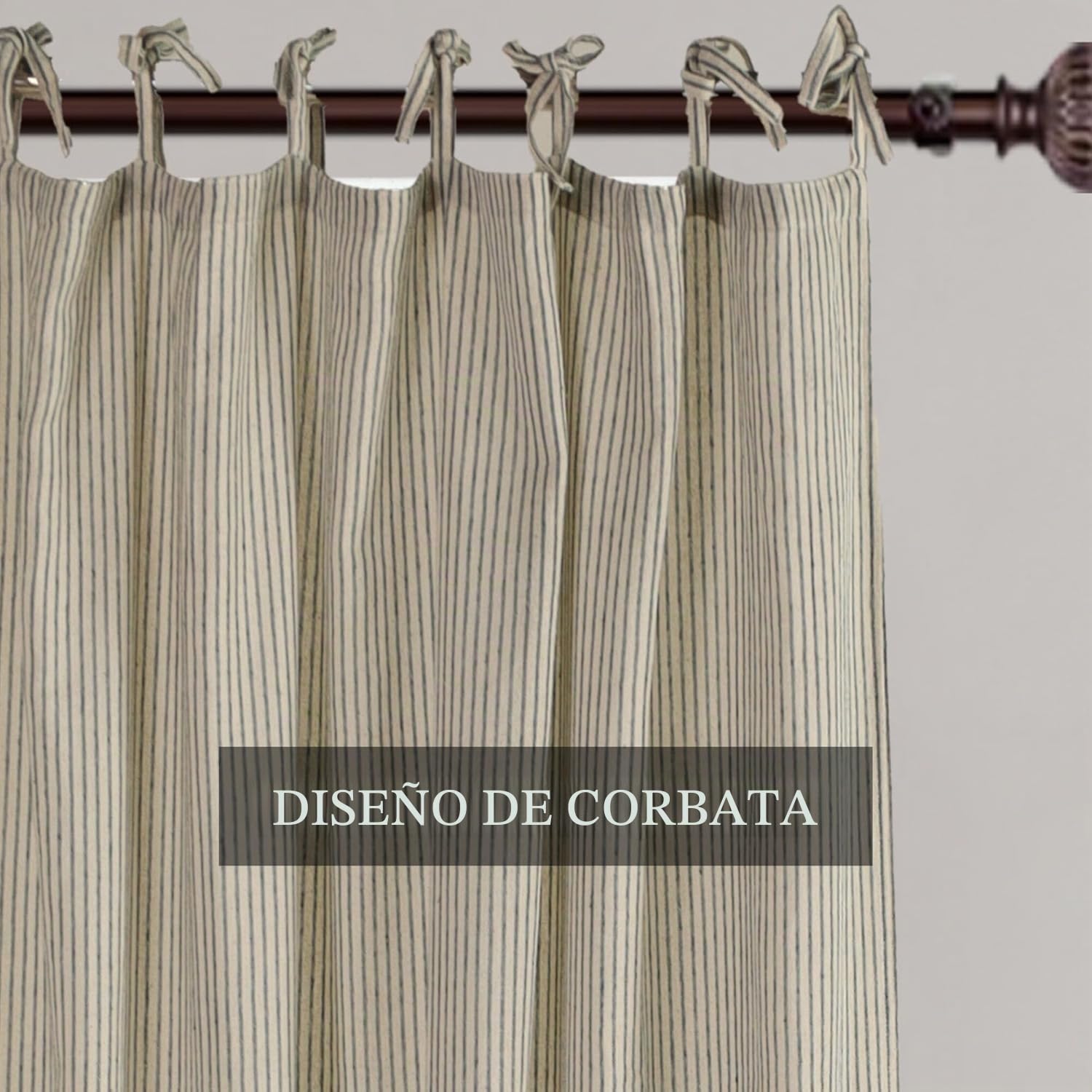 THE ART BOX Cortinas de Gasa a Rayas, Cortinas Colgantes de Gasa de Lino Boho con Lazos Superiores, Filtrado de Luz, Tratamiento para Puertas y Ventanas, 2 Paneles Cortinas para Sala de Estar