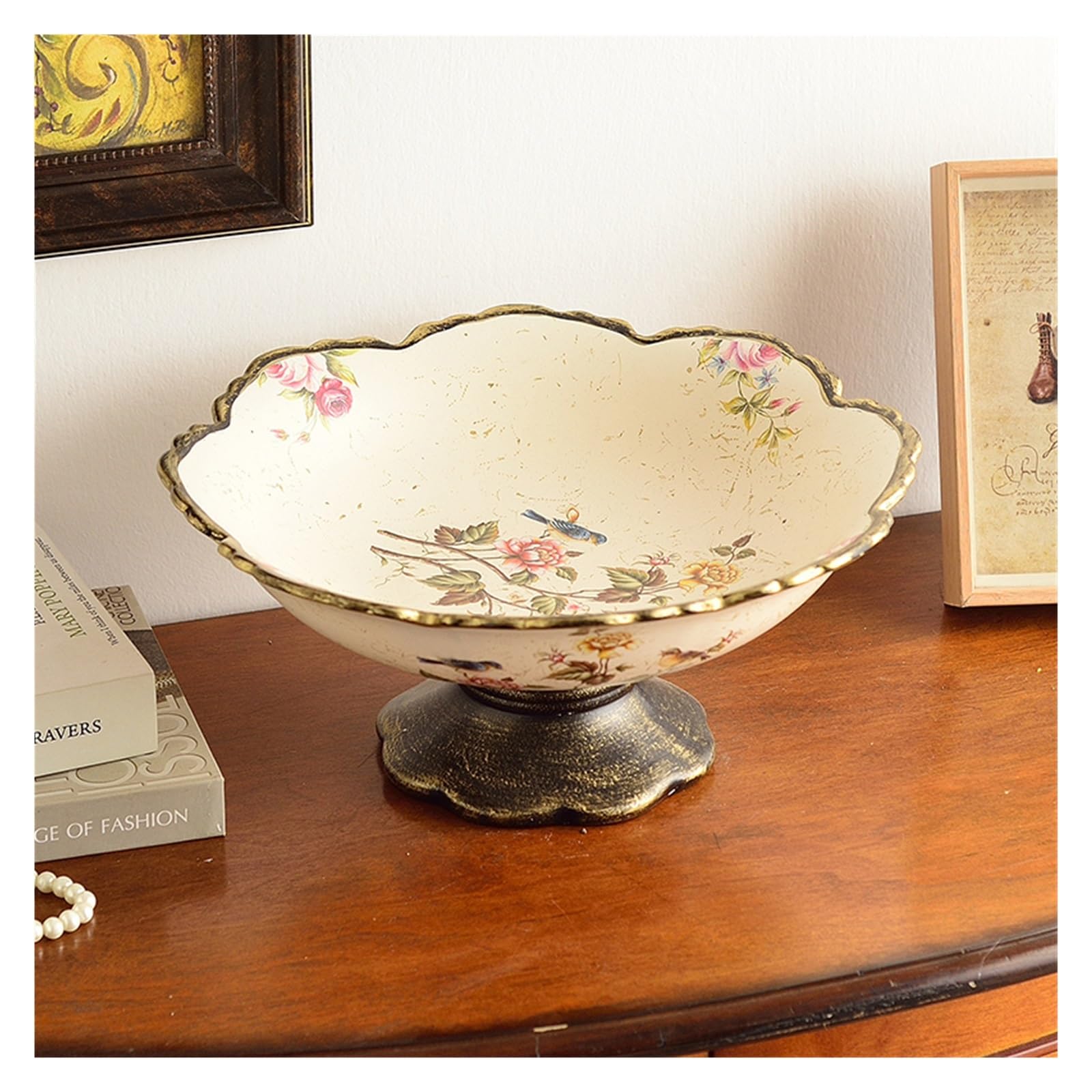 HPTHLY Fruit Plate Standing Fruit Display Tray Home Ceramics Candy Snack Tray Living Tableware Bread Plate Food Container Snack Plate Decoration Fruit Bowl (E)