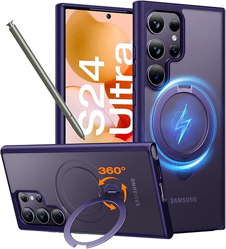 TORRAS Soporte Magnético Giratorio de 360° para Funda Samsung Galaxy S24 Ultra, Compatible con Magsafe, Resistente a Golpes de Grado Militar Funda