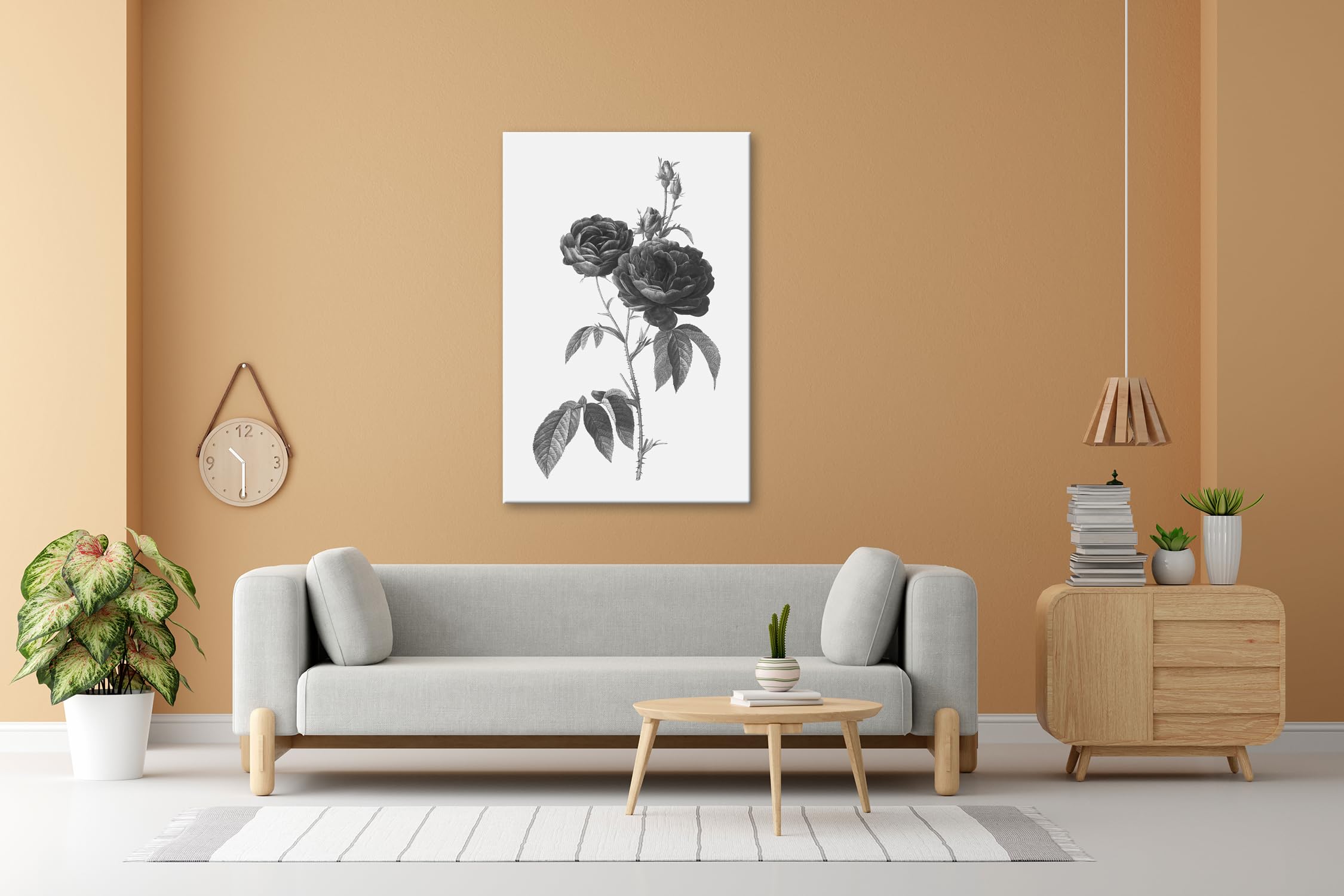 deyoli Obraz na płótnie delikatne płatki róż, klasycznie ilustrowane naturalnym pięknem format: 120 x 80 cm XXL druk artystyczny obraz na blejtramie/obraz ścienny/dekoracja salonu
