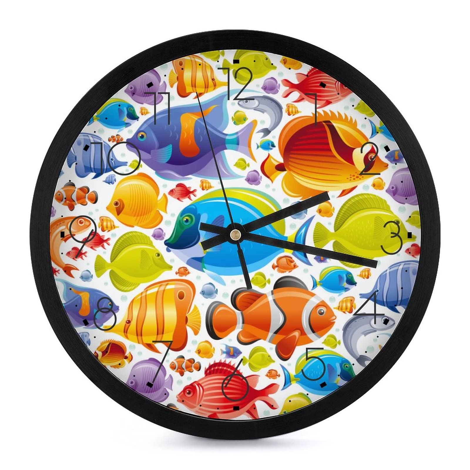 Pendule Murale Silencieuse Poisson Horloge Cuisine Moderne 25.4cm Bureau Chambre
