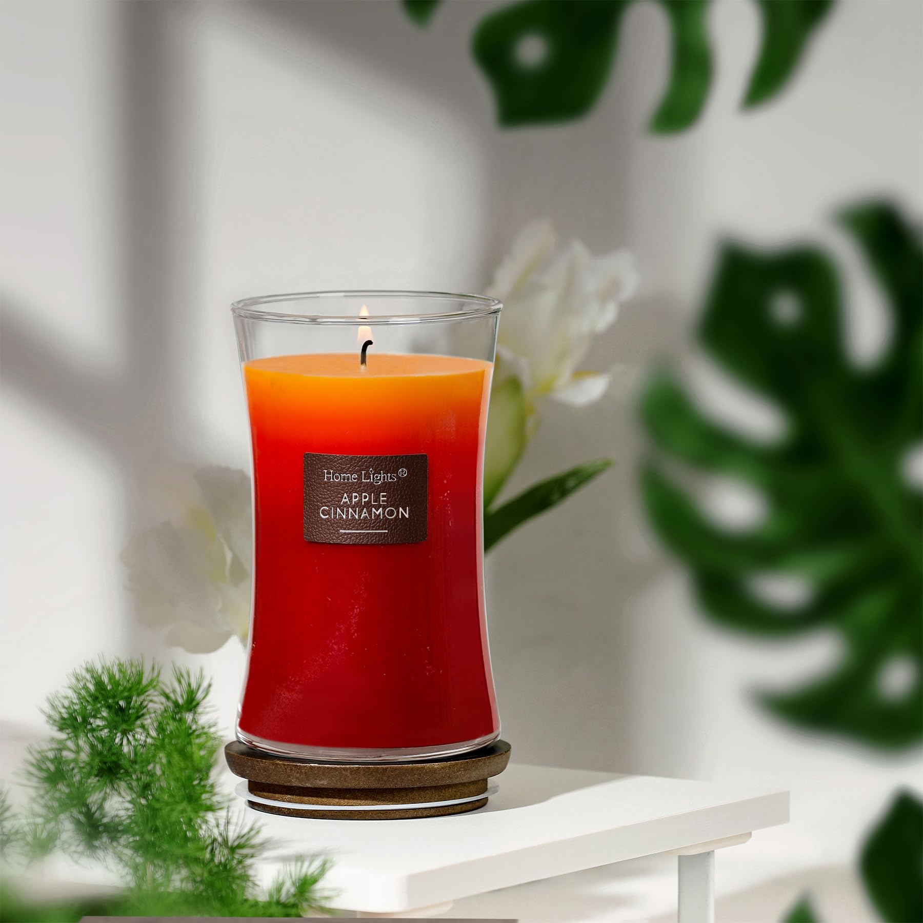 HomeLights - Velas aromáticas de 3 capas para el hogar, 21 onzas, velas perfumadas de cera de soja natural que arden hasta 100 horas, tarro grande, manzana y canela