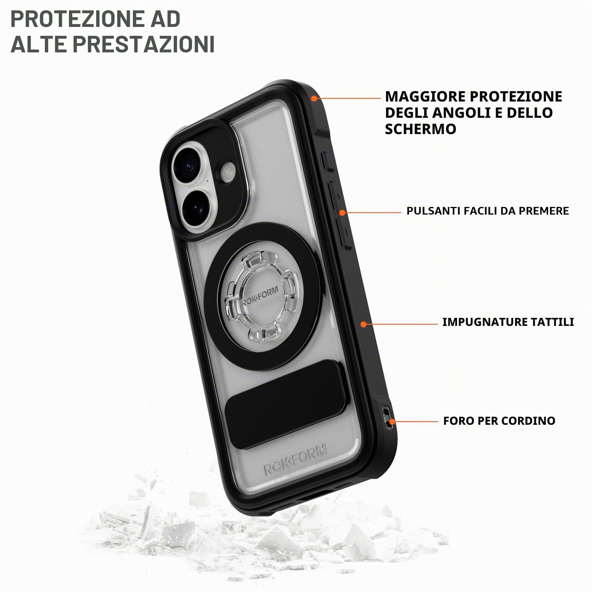 Rokform - Custodia in cristallo compatibile con iPhone 17, copertura magnetica (trasparente)