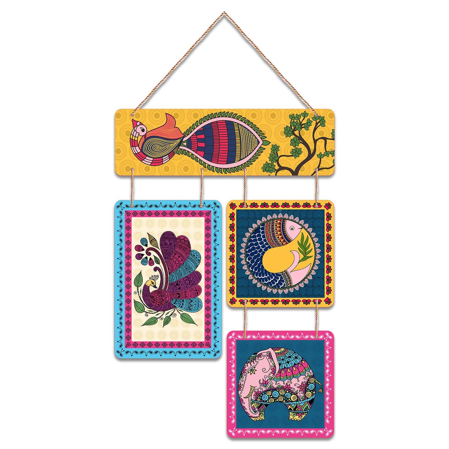 AROSHA Madhubani Art Wooden Wall Hanging | Decorative Wall Art for Home, Living Room, Bedroom & Office | Gift for Close One (DWH4_C1324-1)-picture-31