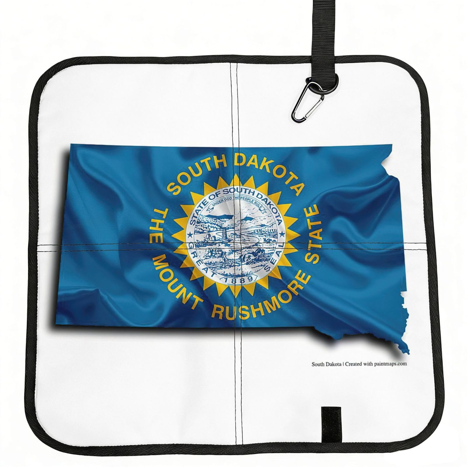 bghdfa South Dakota Flag Map Print Outdoor Sitting Mat Waterproof Oxford Cloth Seat Cushion Folding Foam Camping Seat For Picnic