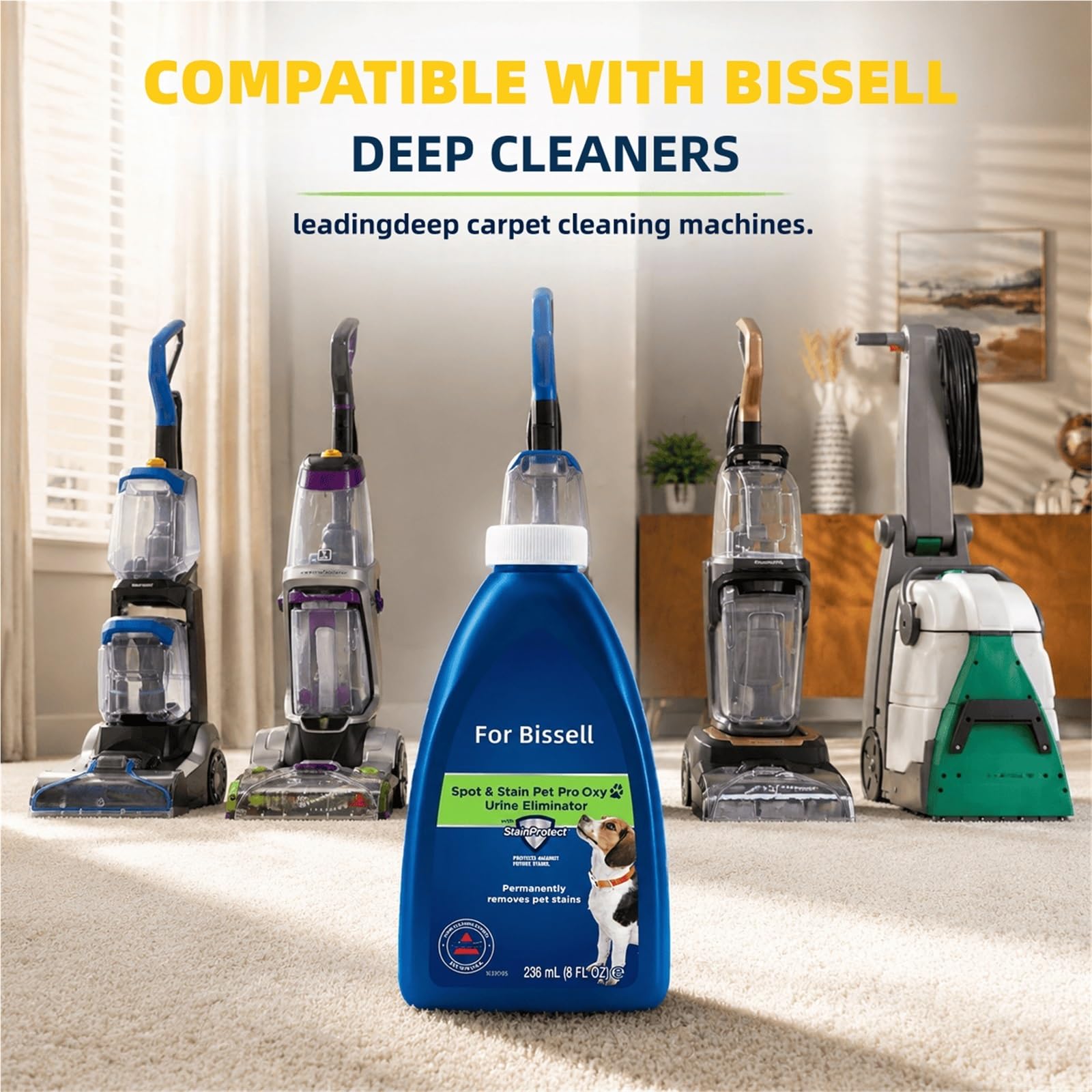 Compatible con Bissell Aspiradora Wet & Dry, Limpiador de Alfombras Manchas & Olores de Mascotas, 5 Frasco, 236ml