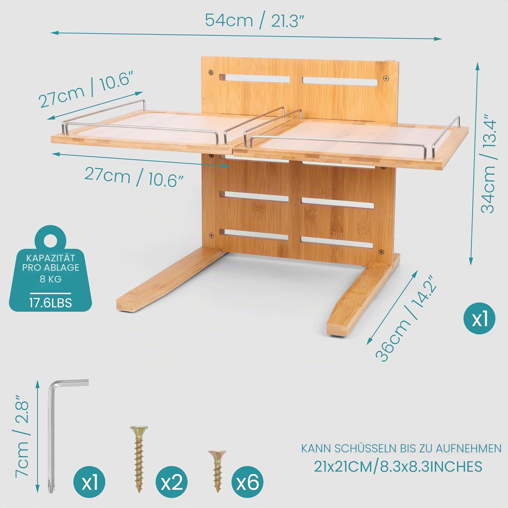 Belle Vous Verstellbarer erhöhter Ständer für Hundefressnäpfe - Höhenverstellbare Hundebar - Fütterungsstation für kleine, mittlere und große Hunde/Katzen - Futterstation Hund