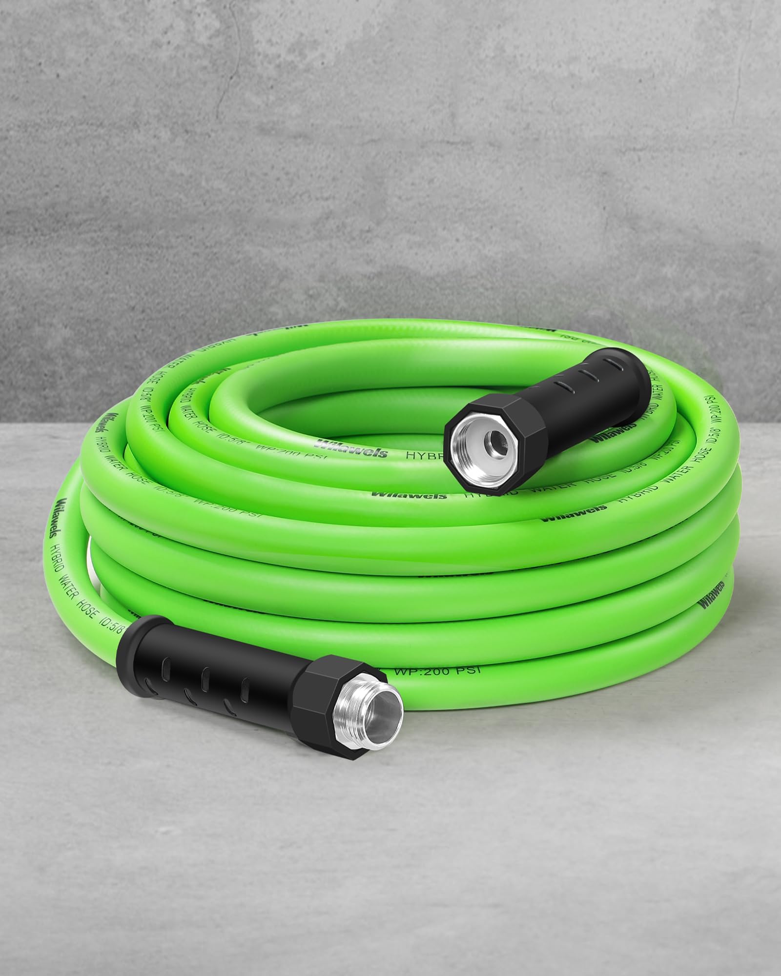WILAWELS Garden Hose 30 FT x 5/8″, Kink-Free Water Hose with Swivel Handle, Solid Aluminum Fittings, Lightweight, Heavy Duty, Flexible Green Hose, Burst 450 PSI for Lawns, Yards G30GH06