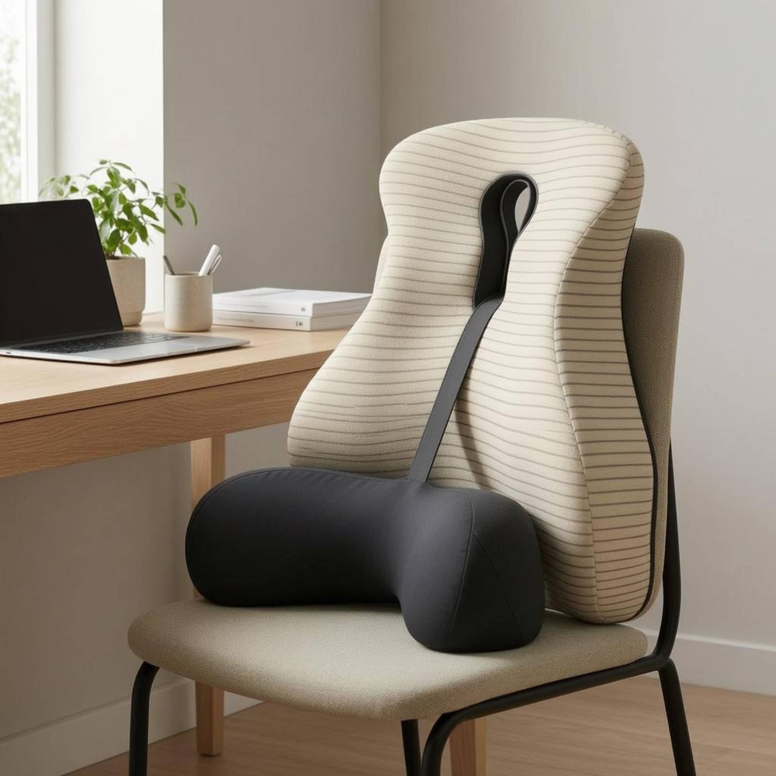 Amagogo Cojín Lumbar de Apoyo Respaldo Almohada Soporte Cojín con Centro Abierto para Ventilación y Descarga de Presión Espuma Viscoelástica de Moldeado, Gris, 42 14 49 Cm