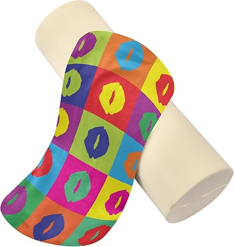 Miniatura 4 de JUNZAN Plaid Kiss Color Bed Bolster Pillow Cervical Neck Roll Pillow Round Pillow Insert for Legs Support Pillow Cervical Roll Cylinder