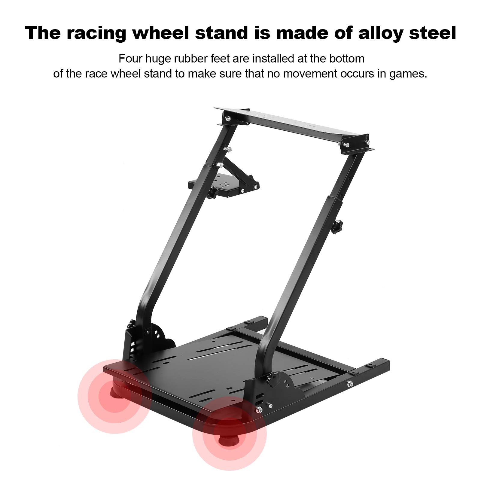 lyrlody Supporto per Volante da Corsa, Supporto per Volante da Gioco in Ferro con Altezza e Angolo del Pedale Regolabili Piedini in Gomma Design Pieghevole per Giocatori di Simulatori Domestici per