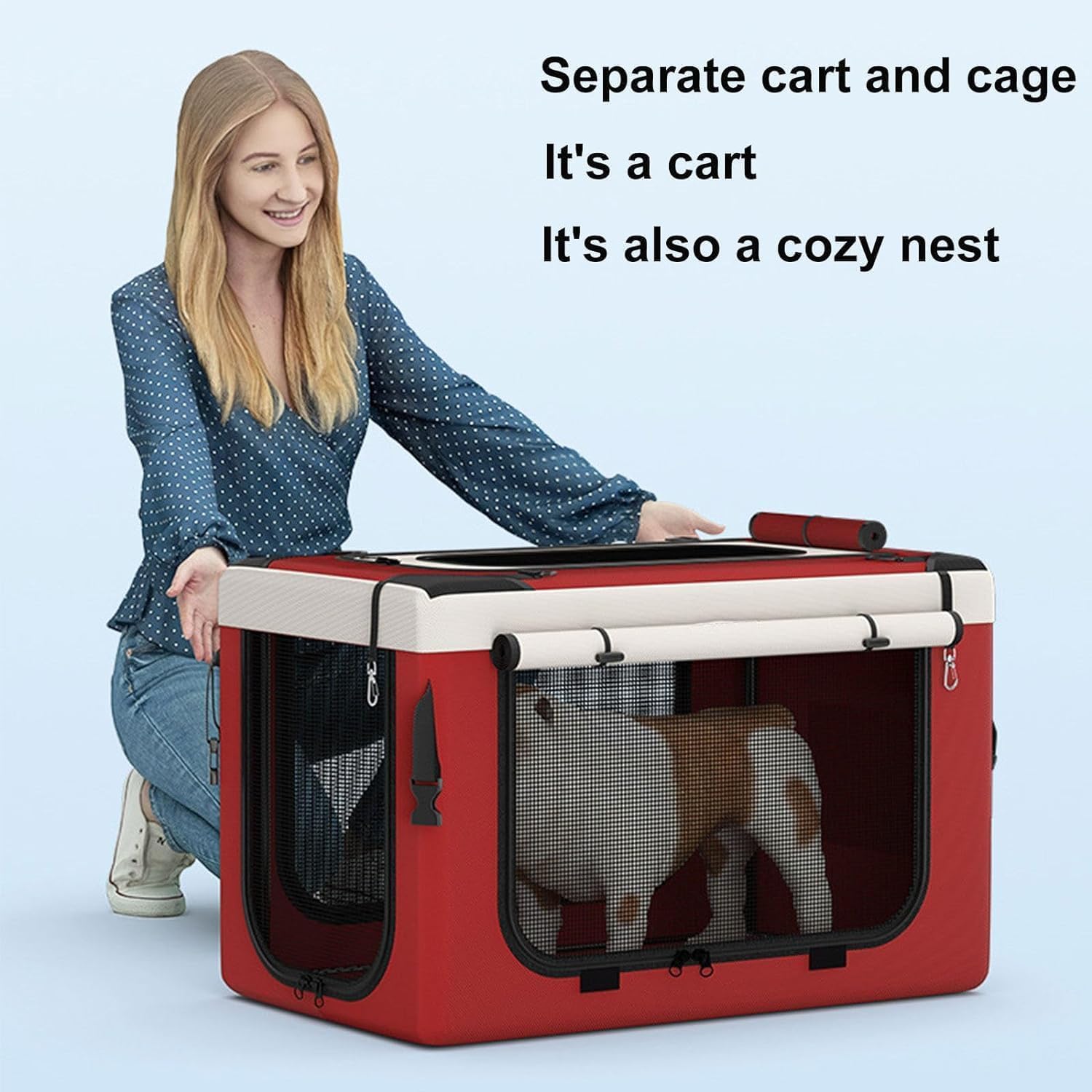 Passeggino per Animali Domestici Leggero, Traspirante, Pieghevole, da Viaggio, Passeggino per Cani E Gatti di Taglia Media E Piccola, A