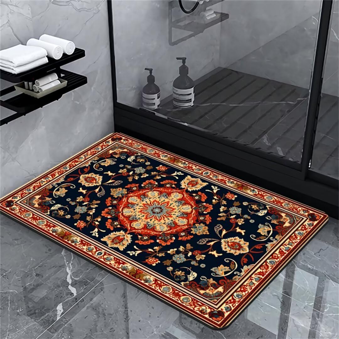 Tappeto Mandala Tappeto Bagno Super Assorbente Antiscivolo, Tappetino Bagno Pietra in Microfibra Lavabile Asciugatura Rapida Tappeto Ingresso, Tappeto Bagno Grande Cucina Tappetino Doccia 70x120cm