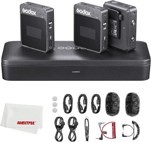 GODOX Sistema de micrófono inalámbrico MoveLink M2 de 2.4 GHz, sistema de micrófono inalámbrico de 2.4 GHz para vlogger, Youtuber, altavoces,