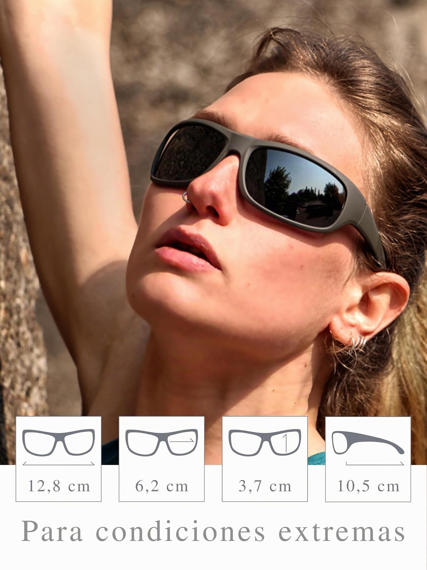 Gafas de sol polarizadas EREBOS | Cat. 4 especialmente oscuras | Protección UV 400 | Para sol extremo: montaña y mar | En caso de fotofobia | Gafas de sol deportivas para hombre y mujer | 24 gramos