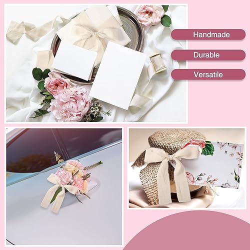 Miniatura 7 de 4 rollos de cinta de lino de algodón beige de 16 yardas, tamaño mixto, hecha a mano, flecos, tela deshilachada, bordes deshilachados, cinta de lino