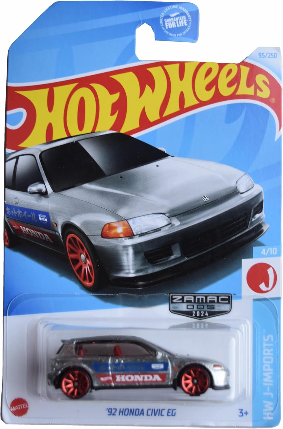 Hot Wheels Zamac '92 Honda Civic EG, HW J-Imports 4/10 [Silver] 95/250