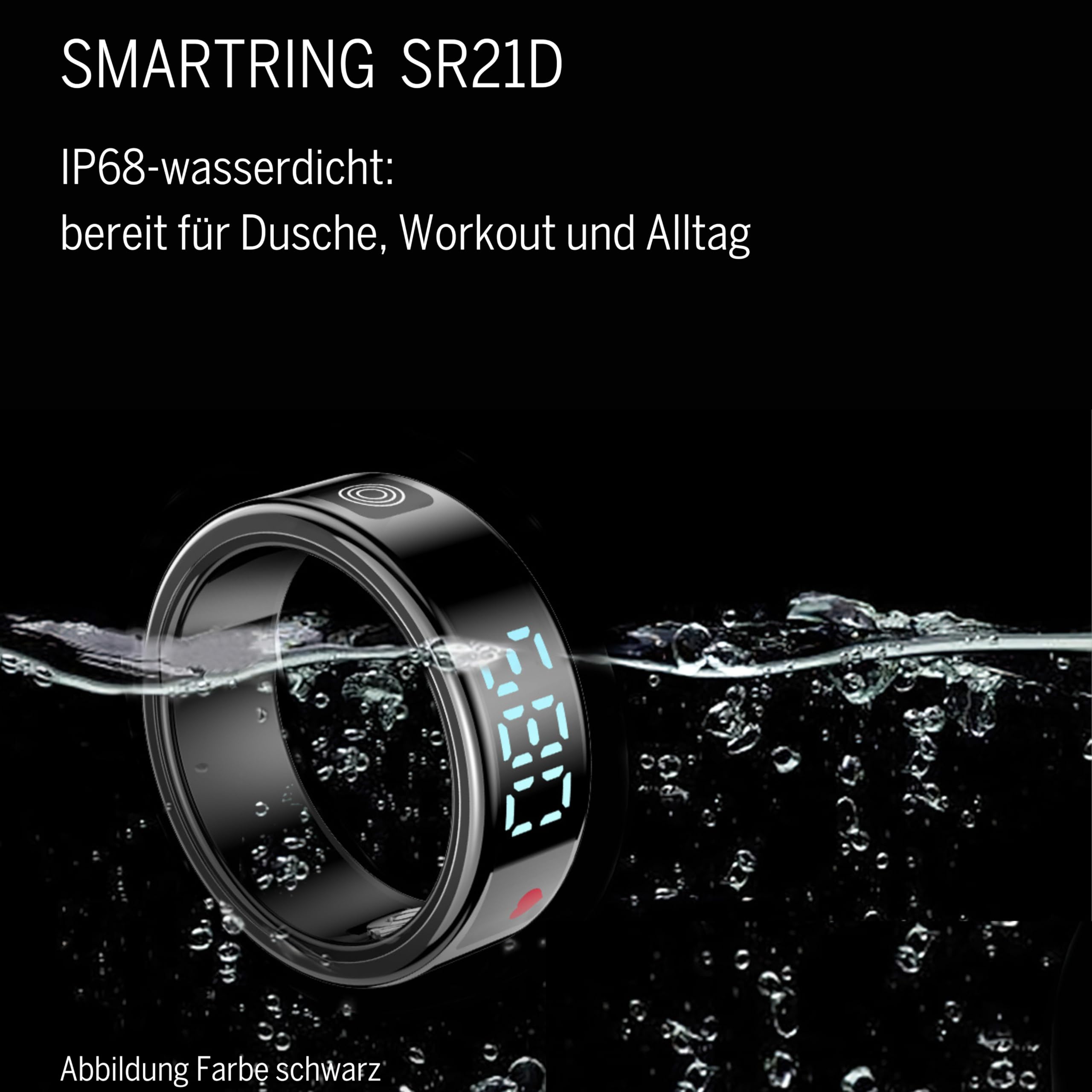 Beafon, Felixx SR21D Bague Intelligente avec écran LED, Bouton Tactile, Reconnaissance des gestes pour Applications, Argent, Taille 11 (64,6 mm), Suivi de Fitness, fréquence Cardiaque, Tissu Blush