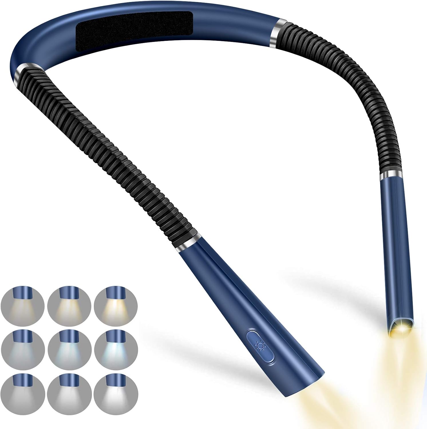 Neck Reading Light Rechargeable, Reading Lights for Books in Bed USB Reading Light for Bed Travel 3 Colors and 3 Brightness Adjustable Bendable Arms, Rechargeable, Long Lasting - - 