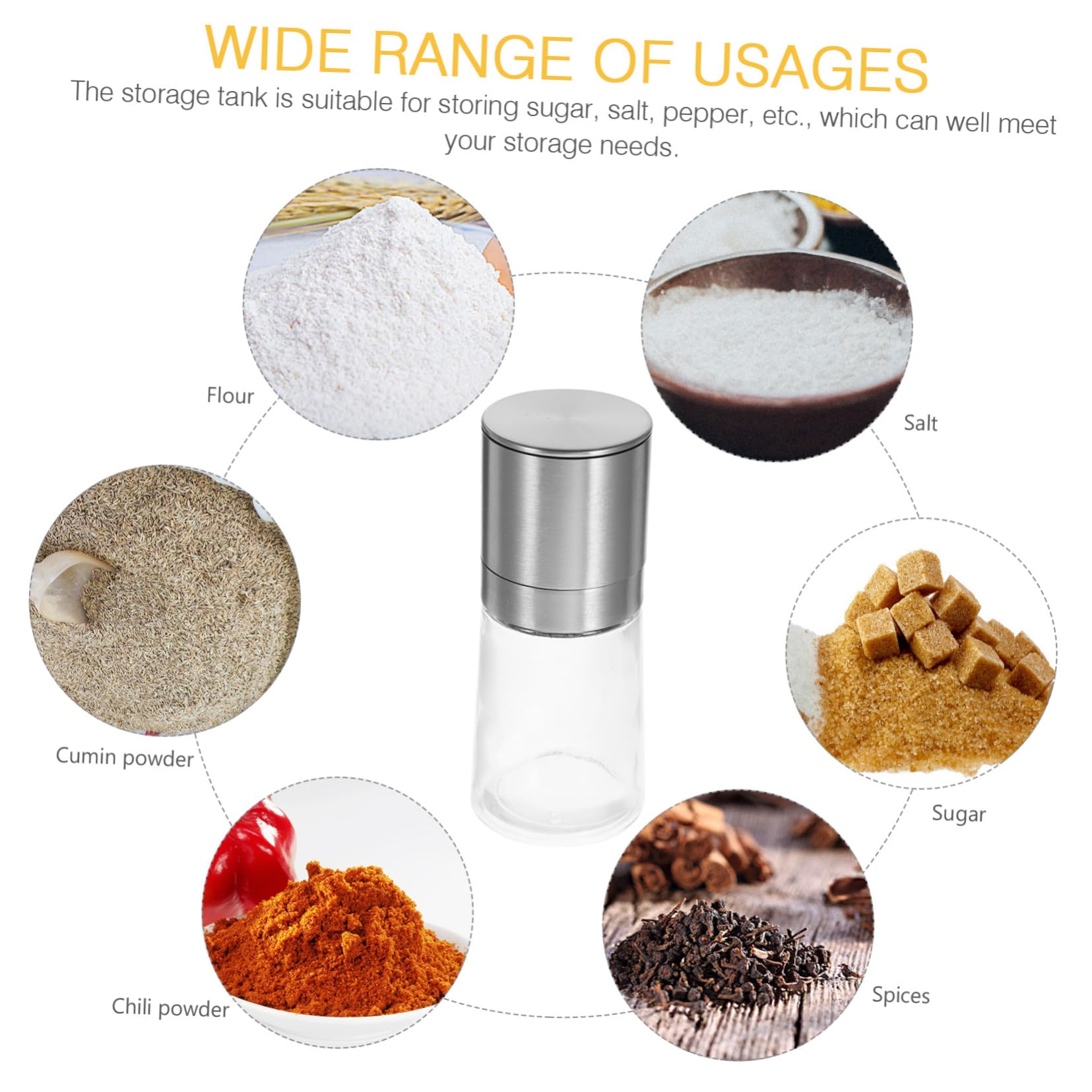 2 piezas Molino Manual de Pimienta y Sal Molinillos Recargables de Vidrio con Diseño Ergonómico para Cocina Utensilios para Especias y Condimentos