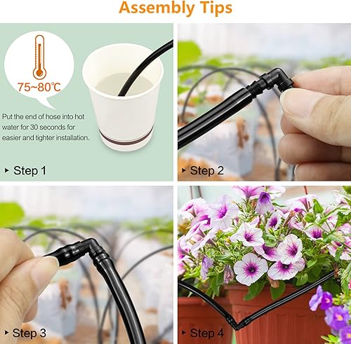 Miniatura 6 de Kit de accesorios de riego por goteo para tubos de 14 pulgadas, 240 conectores de línea de goteo para sistemas de goteo, boquillas, micro goteo,