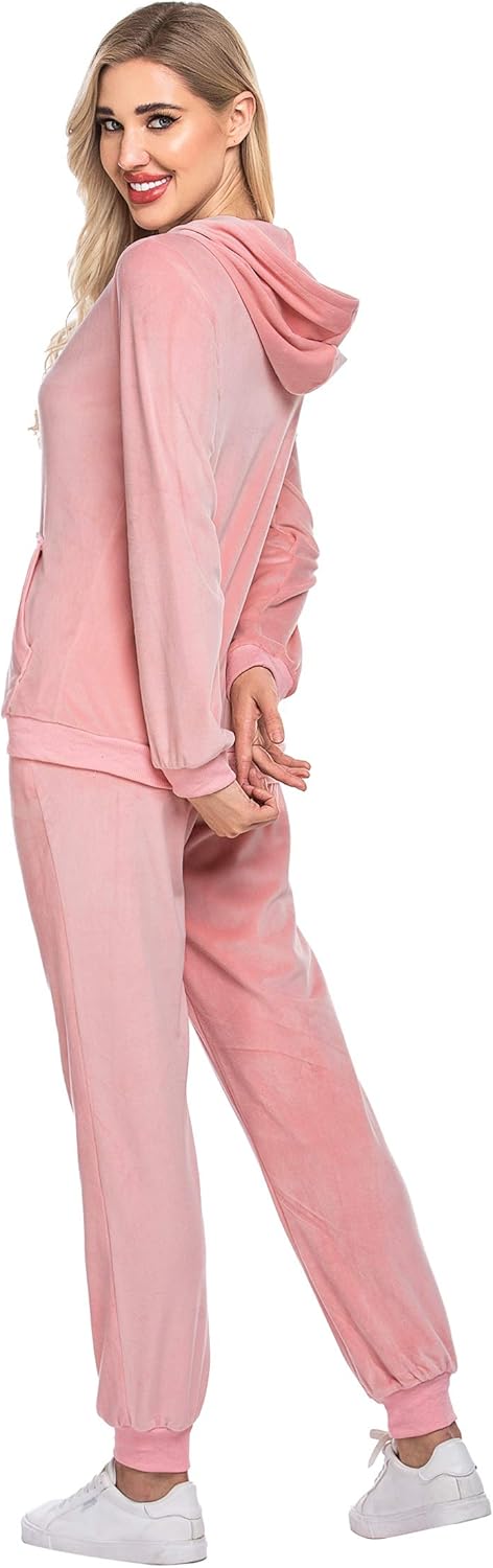 HOTOUCH Womens Casual Velour Tracksuit Set Full Zipper Hoodie Workout Pants Velvet Sweatsuit Jogging Suits XS-XXL - Image 5
