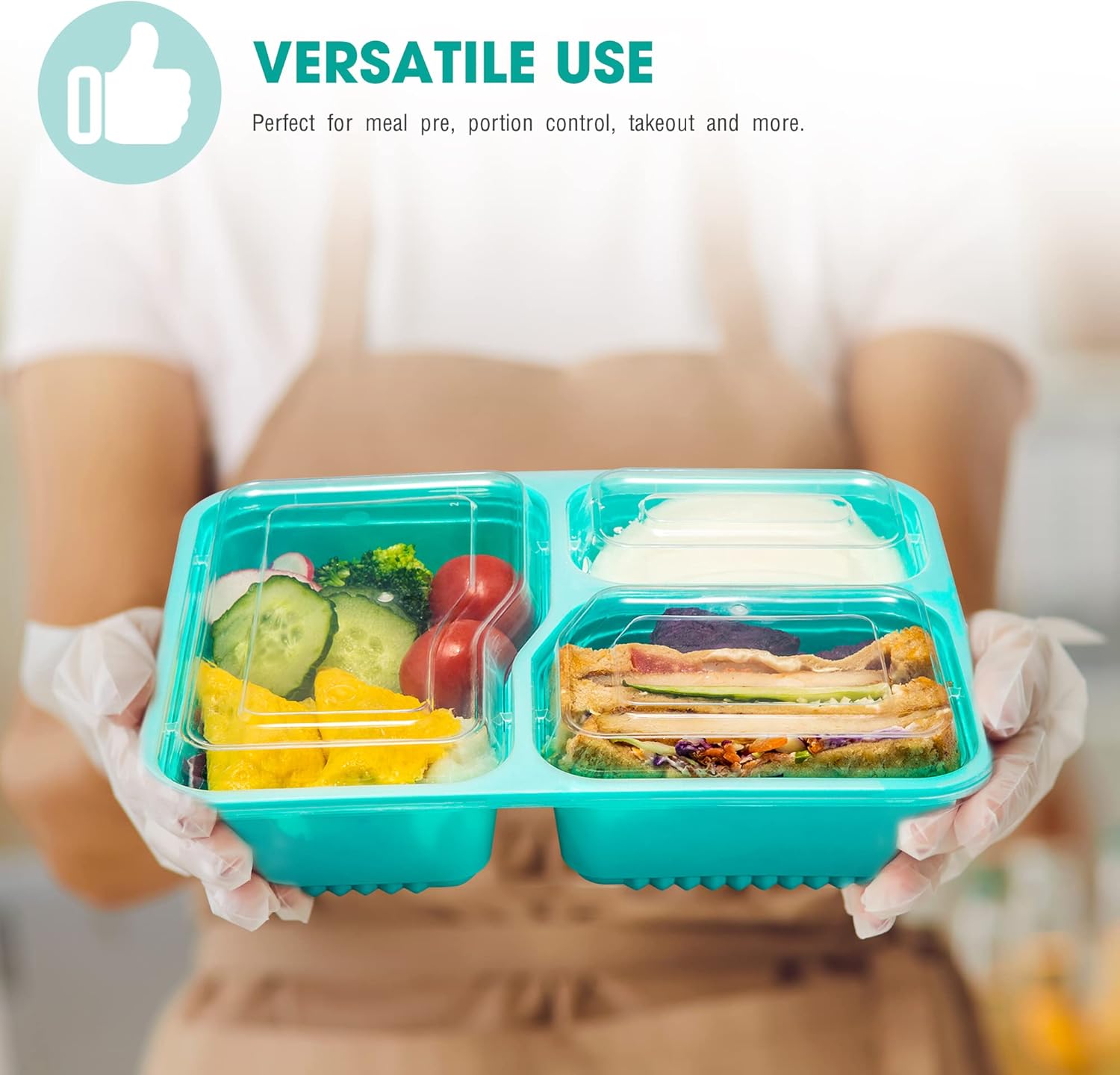 Buy Glotoch Meal Prep Container Reusable, 15 Pack 34oz 3 Compartment To