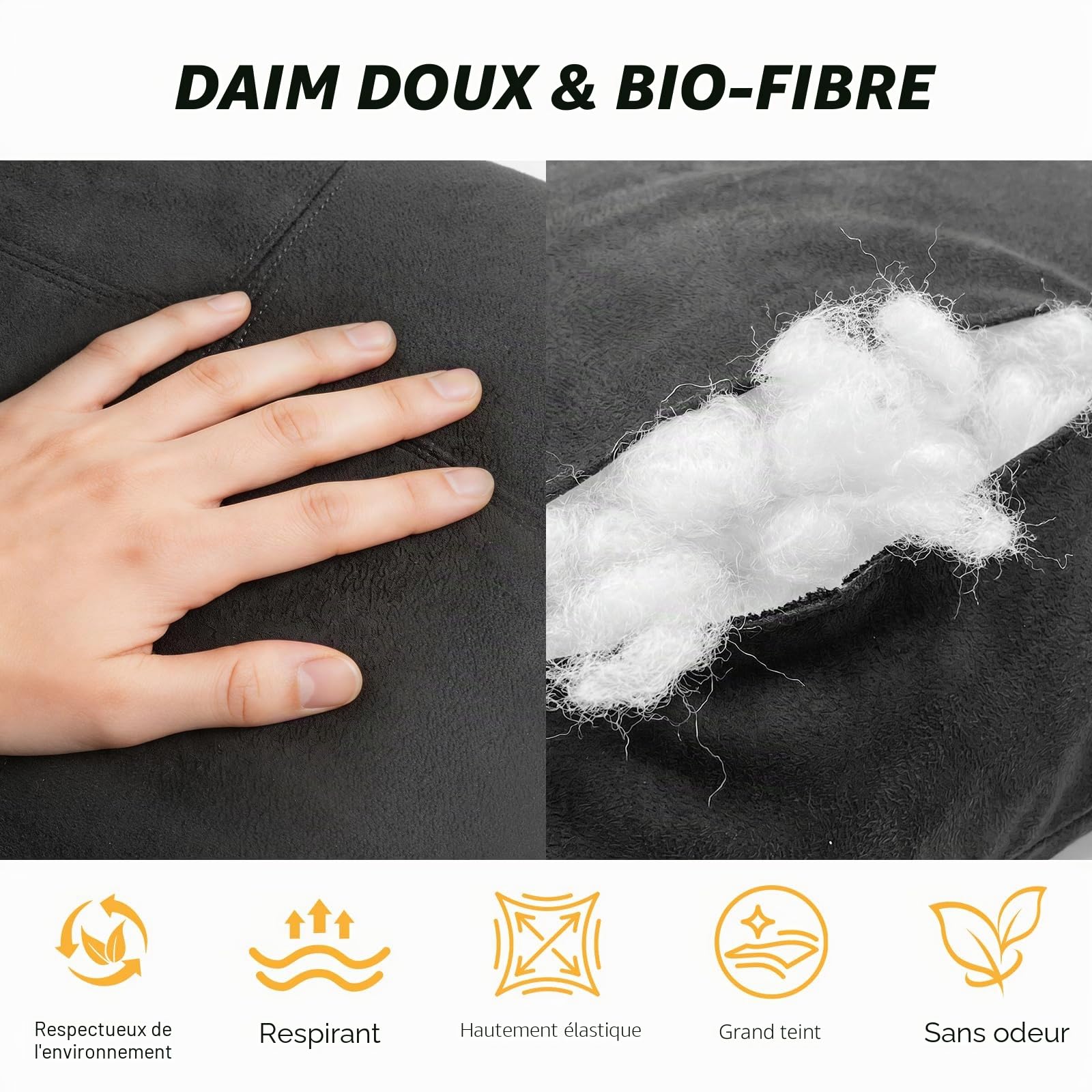 Kwak's Coffret Oreillette et Support Lombaire pour Voiture–Oreiller Cervical à Réglage de Hauteur sur 2 Niveaux, Housse Amovible et Lavable, Coussin de Confort pour la Conduite(Noir)