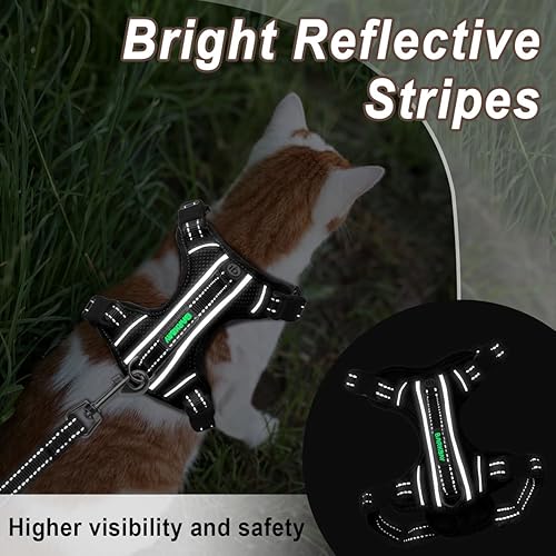 Miniatura 4 de Juego de arnés y correa para gato para caminar, a prueba de escapes, para gatos pequeños y grandes, arnés con bolsillo para etiqueta de