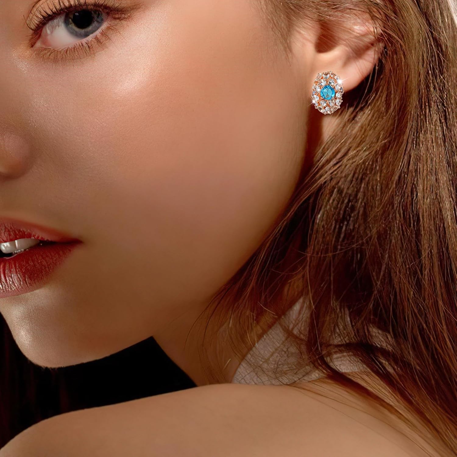 Richapex 18K Gold Hoop Earrings for Women, Cubic Zirconia Earrings Hypoallergenic Stud, Thick Open Huggie Earring Gifts for Her - Image 2