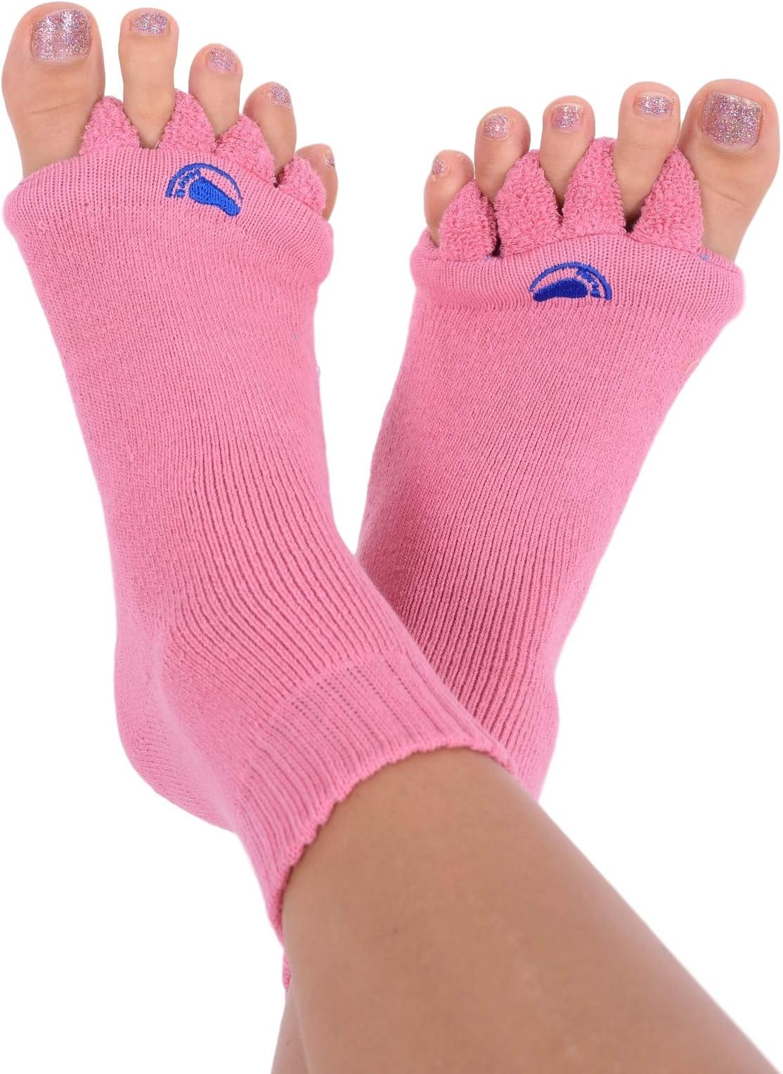 My Happy Feet Foot Alignment Socks with Toe Separators | for Men or Women | Pink - (Medium)