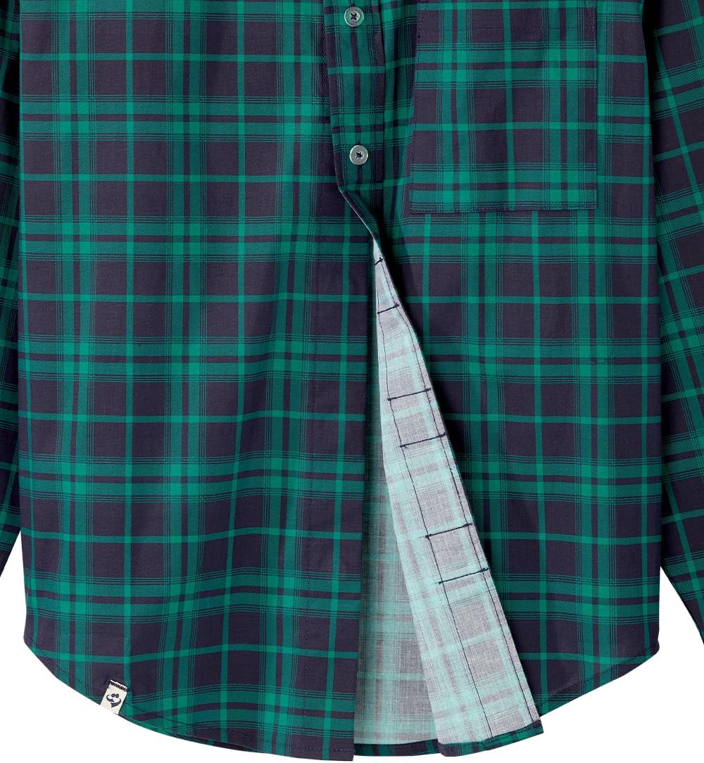 Silvert's Adaptive Clothing & Footwear Men's Adaptive Magnetic Button Dress Shirt Assisted Dressing Post Surgery Rehab Wear - Lakeside Plaid XL