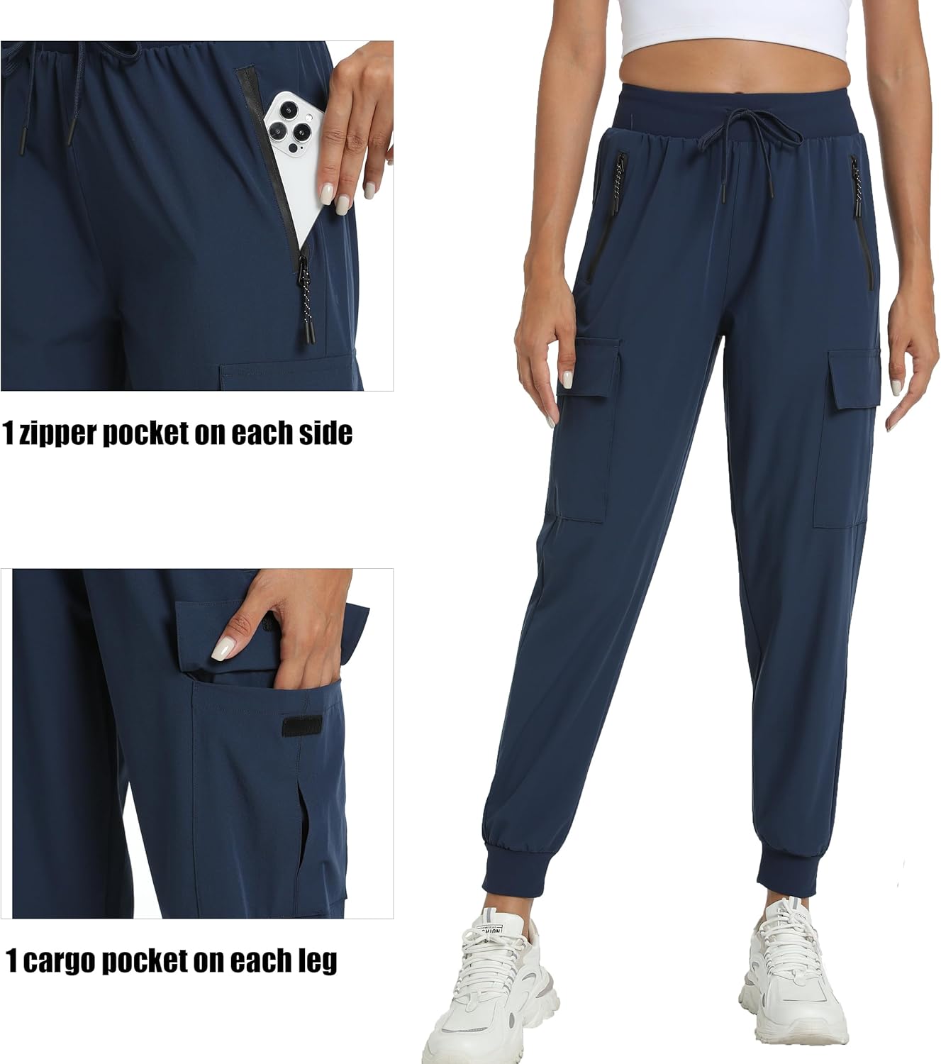 Women's Joggers with Pockets Lightweight - Water Resistant Cargo Athletic Pants for Hiking Running Camping Travel - Image 3