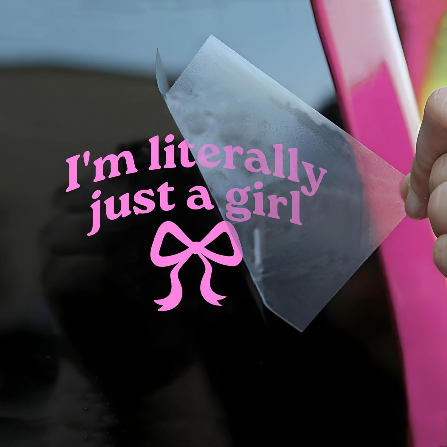 I'm Literally Just A Girl Car Decal Funny Coquette Bow Pink, Girly, Cute Positive Inspiration Humor Car Window Accessories Affirmations Vinyl Waterproof 6 Inches Bumper Sticker Gift for Mom Dad Friend