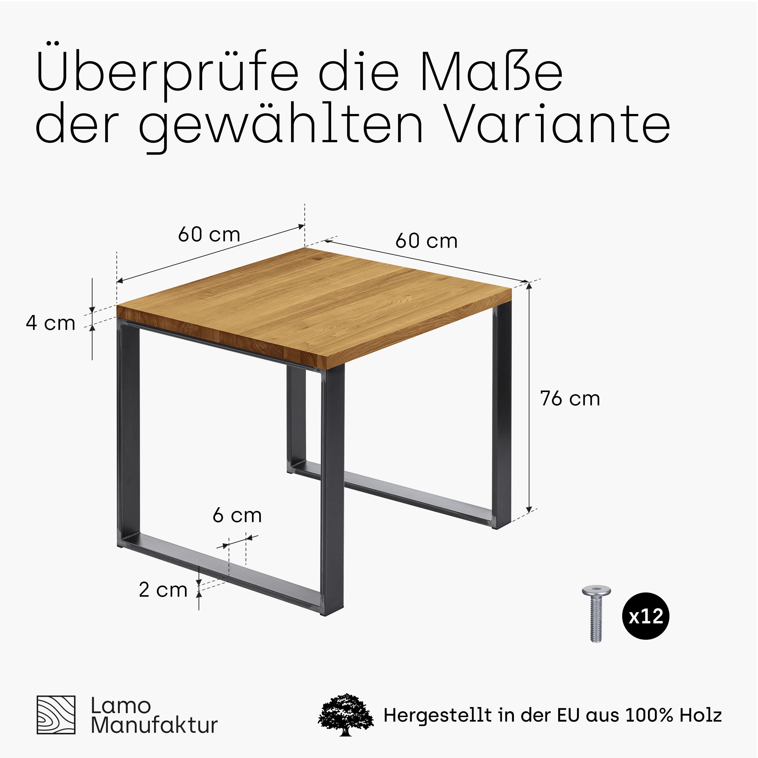 LAMO Manufaktur, Mesa De Madera De Borde Recto, Mesa De Cocina
