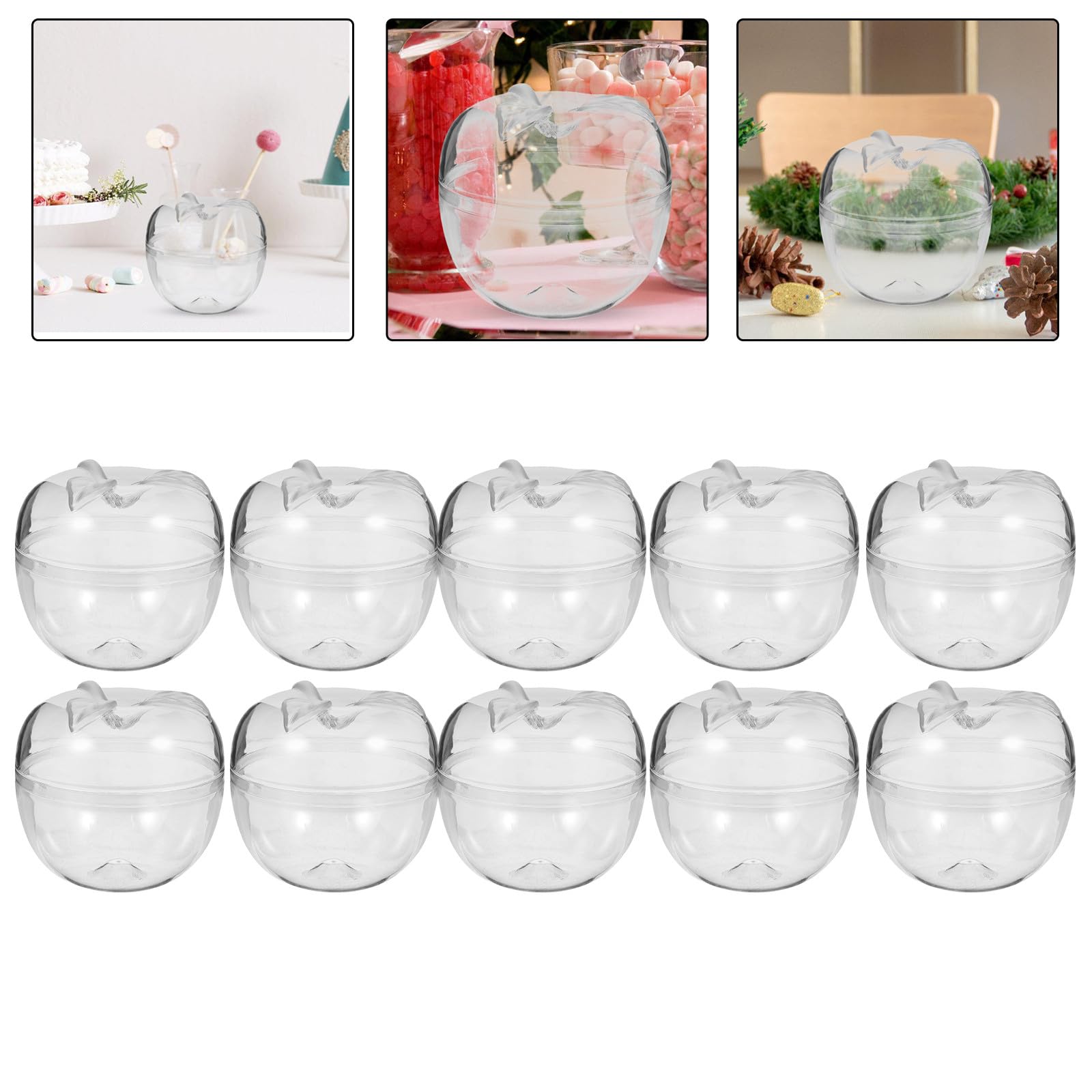Caja de Dulces Navideña Transparente de Plástico, 10 Piezas