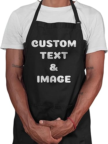 ROKO CLOTHING Delantal de chef personalizado, diseño personalizado, delantal de cocina con dos bolsillos y correa ajustable para mujeres y hombres