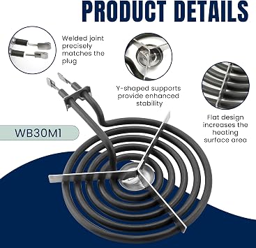 WB30M1 6 Range Stove Burner Top Surface Burner Element Set Replacement Fit for G.E Hot-point Ken-more Electric Range Stove by AMI PARTS
