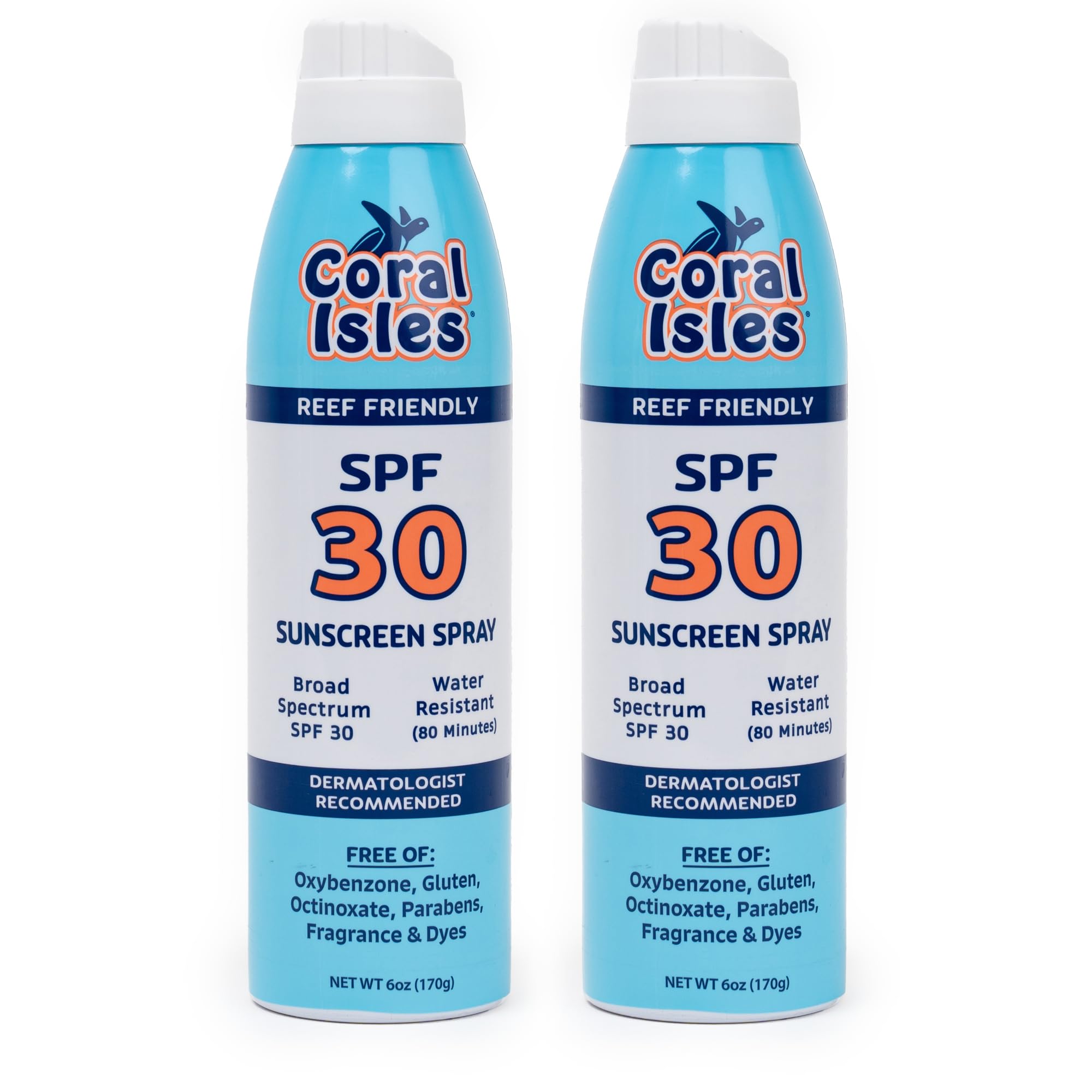 Coral Isles SPF 30 Sunscreen Spray - Hawaii Compliant - Oxybenzone Octinoxate Free - Broad Spectrum - Water