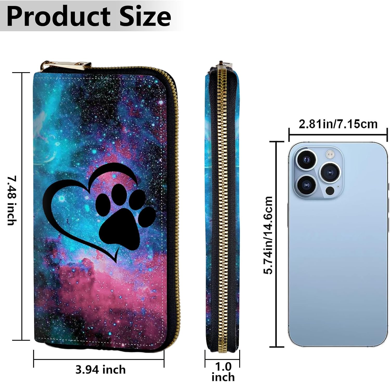 Women's Wallets,Credit Card Holder Money Leather Long Wallet with Wristlet,Large Capacity with Zip-Around Phone Purse for Women Ladies Girls,Galaxy Love Paw - Image 3