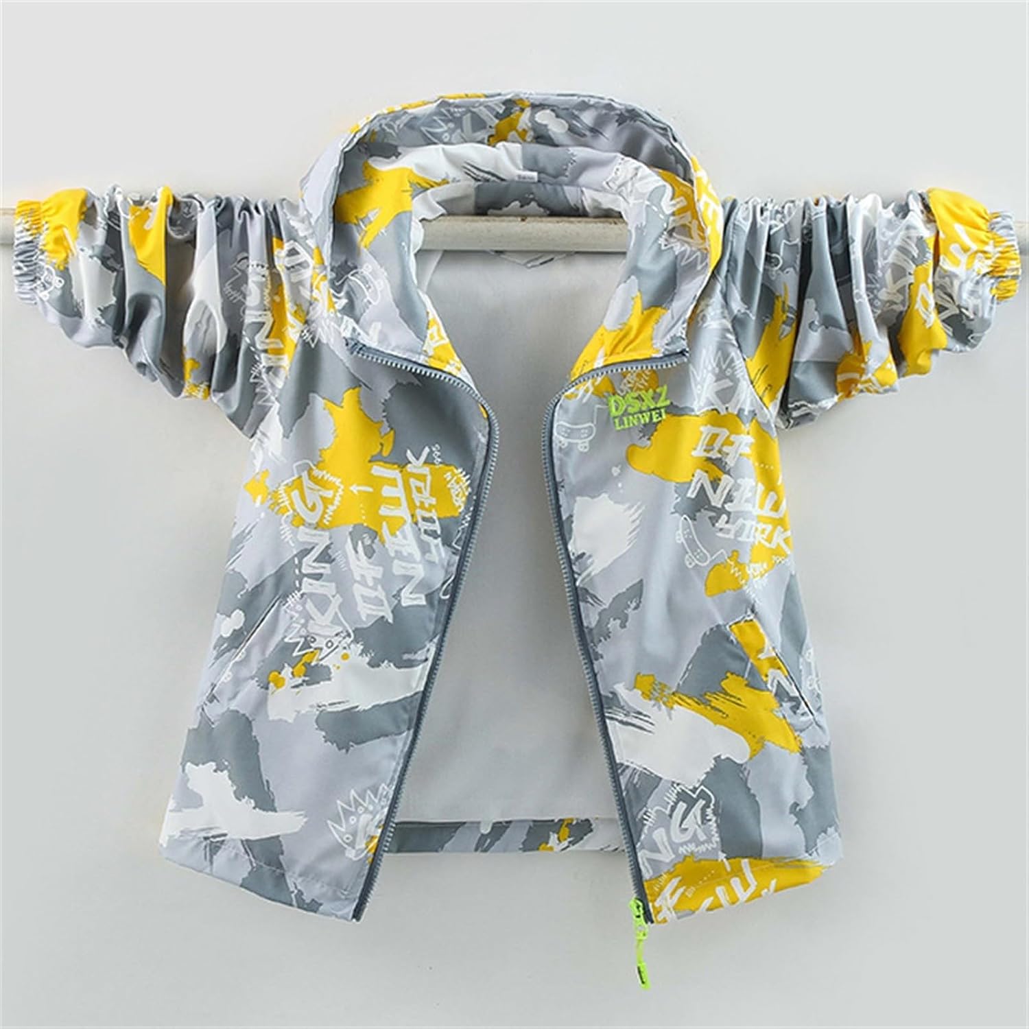 Boys Girls Camisoles Hooded Windbreaker Rain Jacket Teen Outdoor Windproof Zip up Rain Jackets Lightweight Hiking
