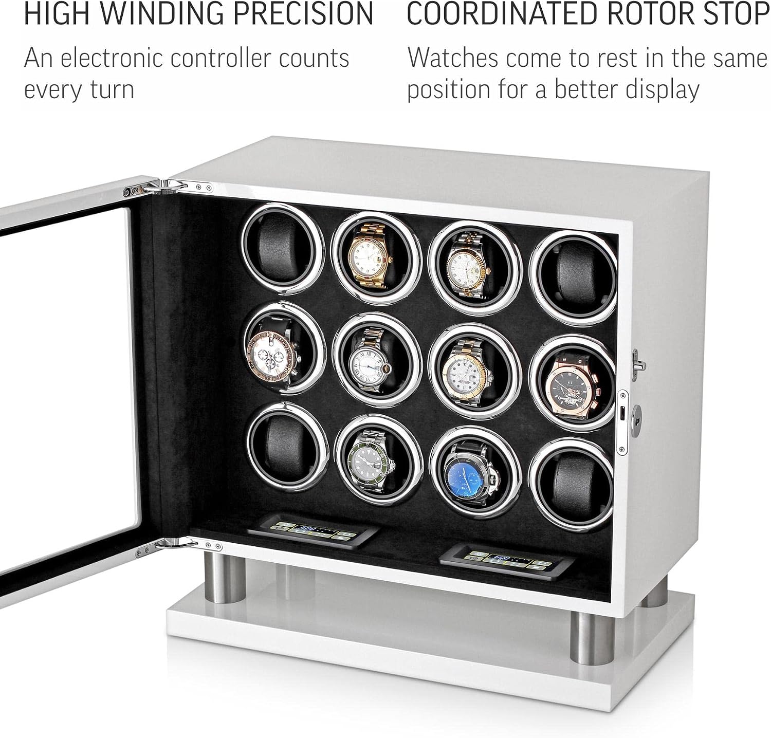 12 Watch Winder for Automatic Watches with LED Light and LCD Touchscreen Control image 4