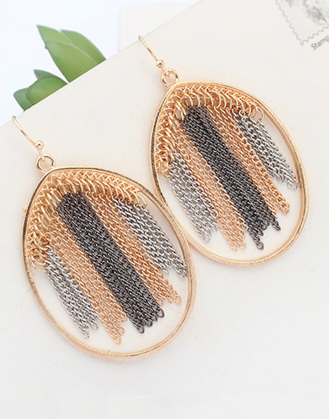 Geometric Dangling Earrings Orange
