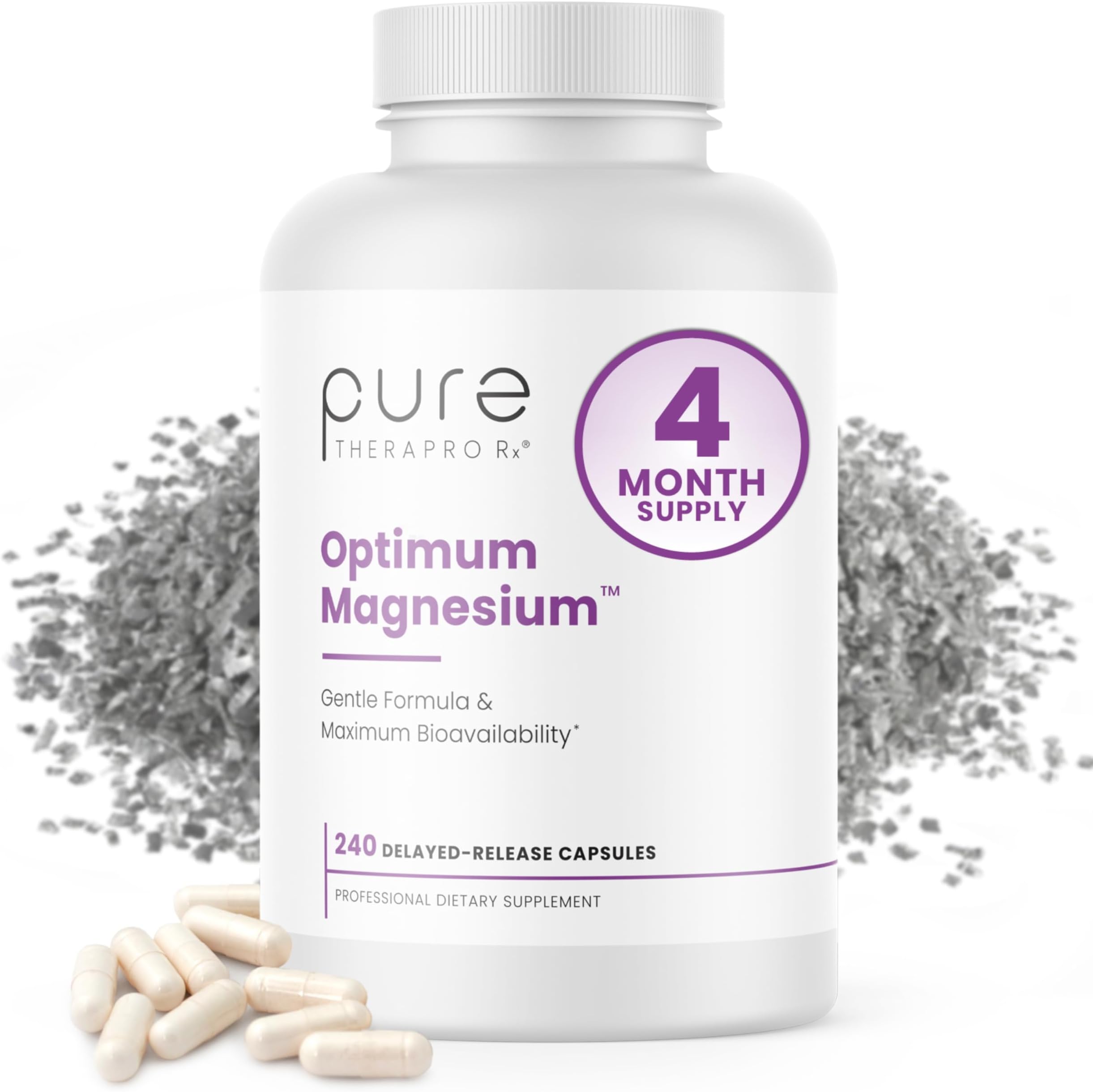 Optimum Magnesium - 240 Delayed Release Veg Caps | 250mg Elemental TRAACS Magnesium Lysyl Glycinate Chelate & Albion DiMagnesium Malate | Formulated for Enhanced Absorption | Non GMO | Lab Tested