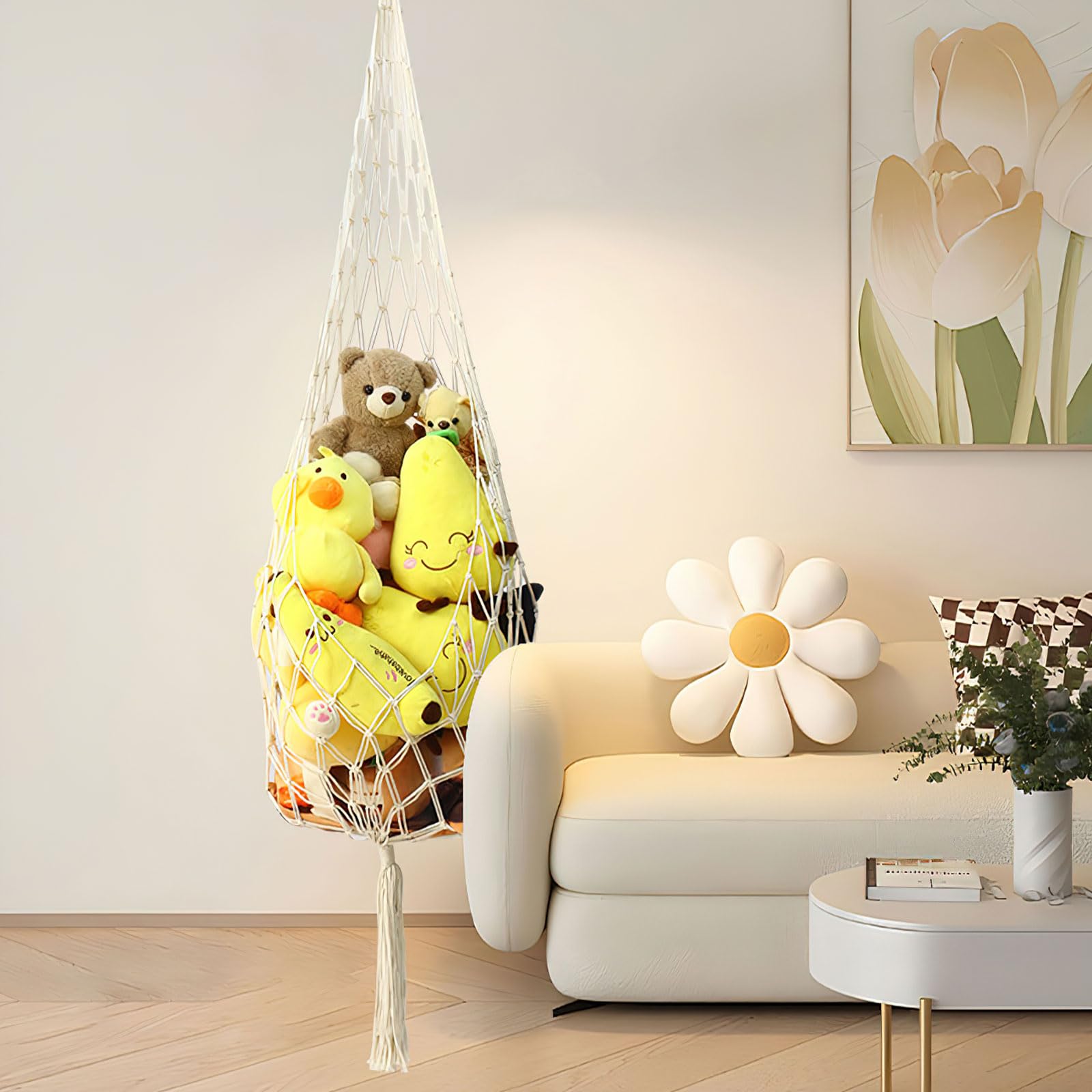 lomdung 2 Pièces Range Peluche, 200 CM Hamac Peluche, Filet Peluches à Suspendre avec 4 Anneaux
