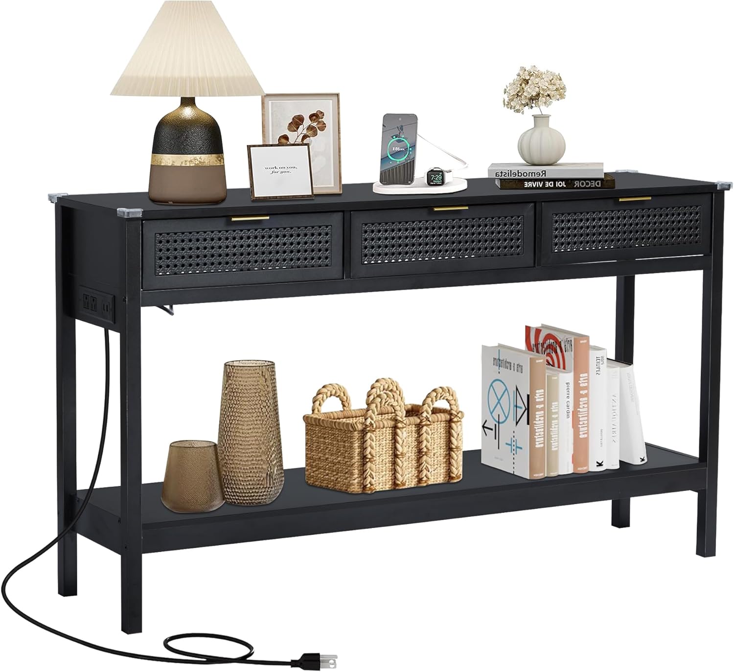 Entryway Table with Storage, Narrow Console Table with